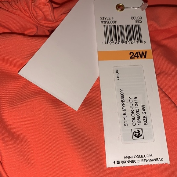 Ann Cole NWT size 24W 3X plus size high waist bikini swim bottoms coral juicy - Picture 4 of 5